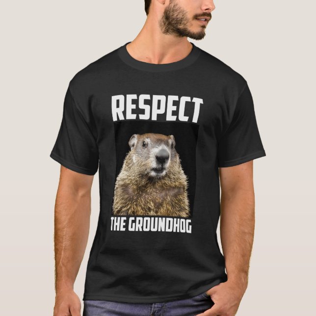 Respektera Groundhog Woodchuck Photo 2018 Long Sl T Shirt (Framsida)
