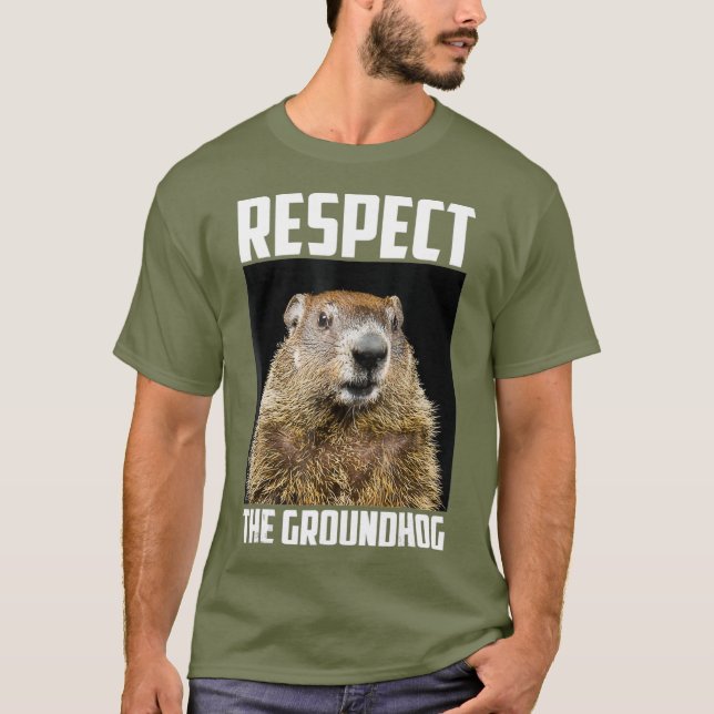Respektera Groundhog Woodchuck Photo Ground-Hog T Shirt (Framsida)