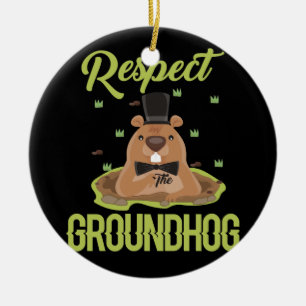 Respektera Groundhog Woodchuck Photo Groundhog Day Julgransprydnad Keramik