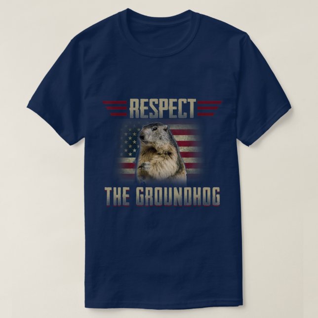 Respektera Groundhog Woodchuck Photo GroundHog Day T Shirt (Design framsida)