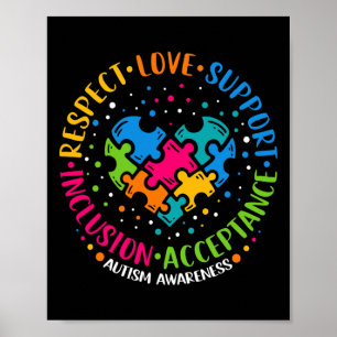 Respektera Heart Puzzle Autism med stöd för Kärlek Poster
