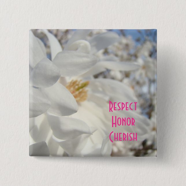 Respektera Hedra Värdesätt knappar Vit Magnolia (Framsida)