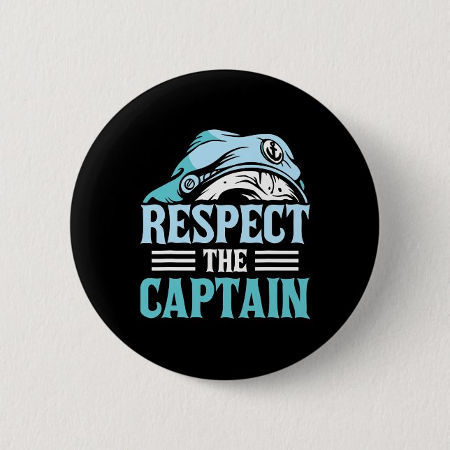Respektera kapten Frakt Skipper Boat Owner Älskare Knapp (Framsida)