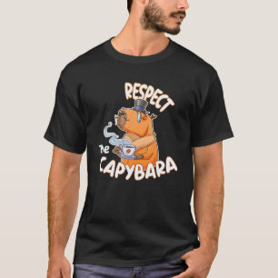 Respektera kapybara, Cute Capybara Drink Coffee. T Shirt