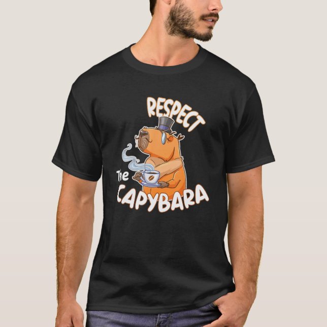 Respektera kapybara, Cute Capybara Drink Coffee. T Shirt (Framsida)