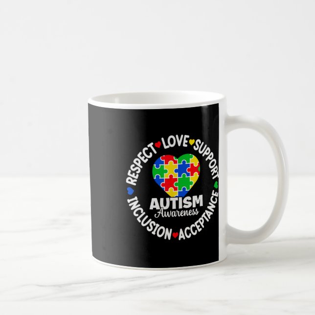 Respektera Kärlek Stöd Autismdagen  Kaffemugg (Höger)