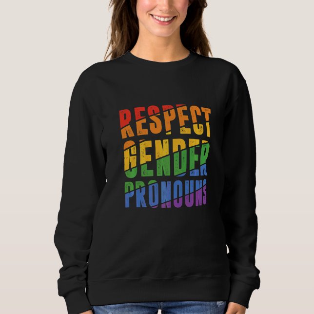 Respektera Könspronomen Bisexuell Regnbåge Stolt G T Shirt (Framsida)