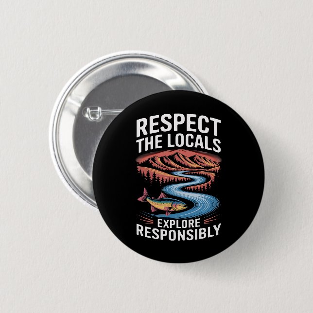 Respektera Lokala Fiskar Ocean Rädda Planeten  Knapp (Framsida & baksida)