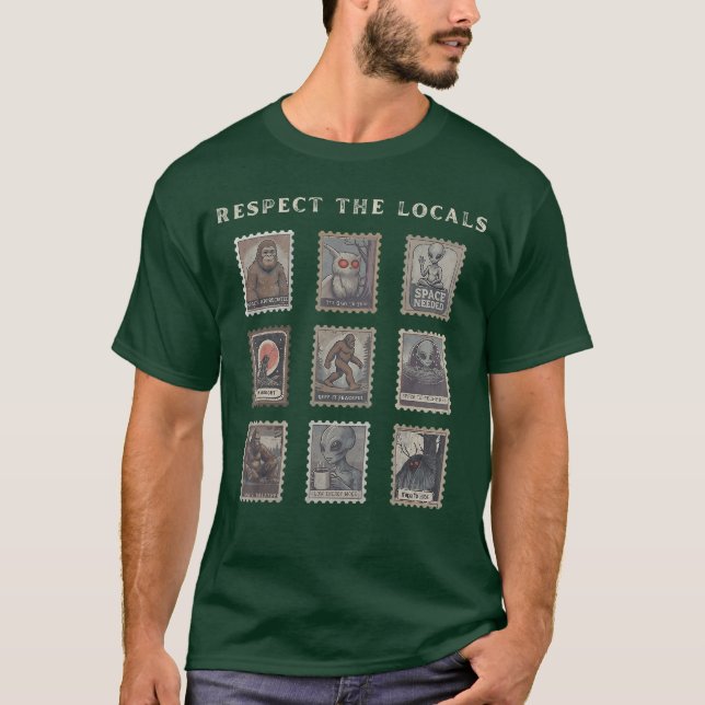 Respektera Lokala Kryptid Mothman Vandring Introve T Shirt (Framsida)