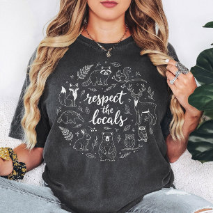 Respektera Lokala Skogslevande Djur Cirkel Design T Shirt