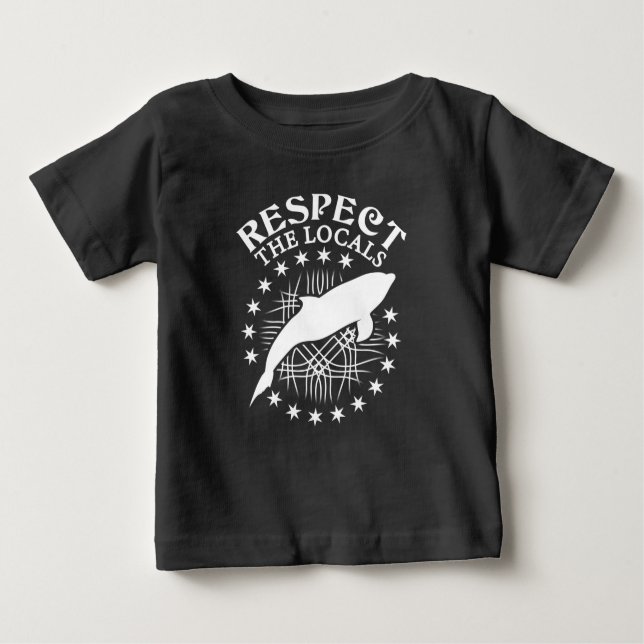 Respektera lokalerna - notan för delfiner Älskare T Shirt (Framsida)