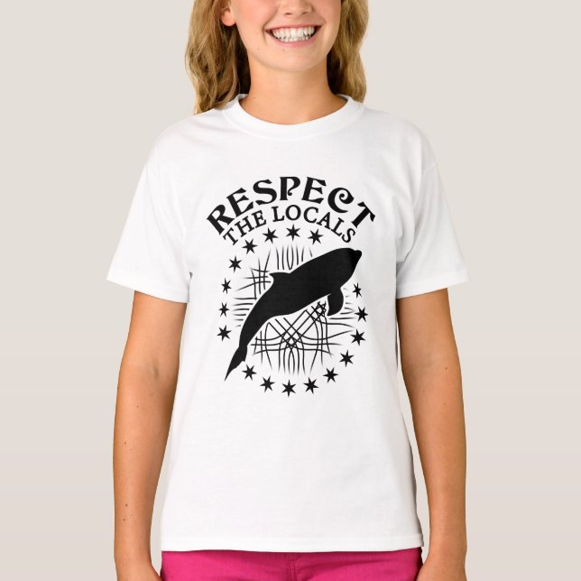 Respektera lokalerna - notan för delfiner Älskare T Shirt (Framsida)