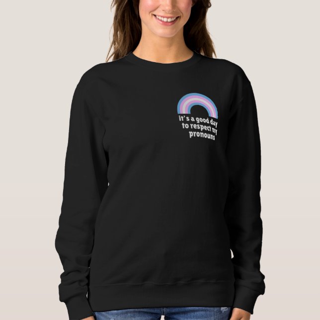 Respektera Mina Pronomen Trans Regnbåge HBTQ-Rätti T Shirt (Framsida)