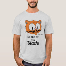 Respektera Moroten Tecknad Mustasch Katt T Shirt