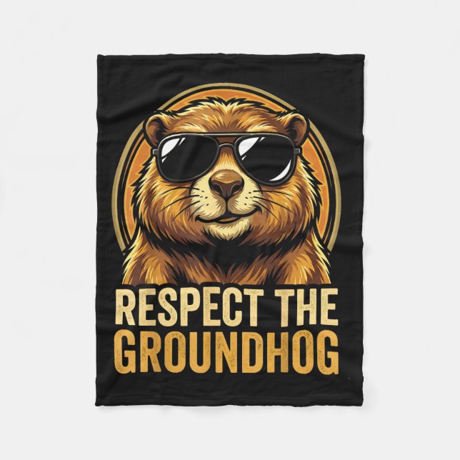 Respektera Murmeldagen Ground Hog Day 2026  Fleecefilt (Framsidan)