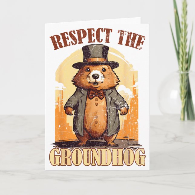 Respektera Murmeldagen Rolig Groundhog Day _1  Kort (Framsida)