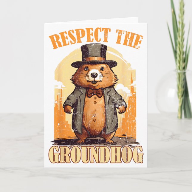 Respektera Murmeldagen Rolig Groundhog Day  Kort (Framsida)