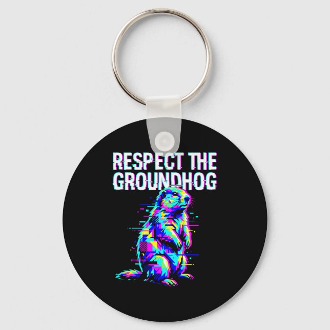 Respektera Murmeldagen Rolig Groundhog Day Retro  Nyckelring (Framsida)