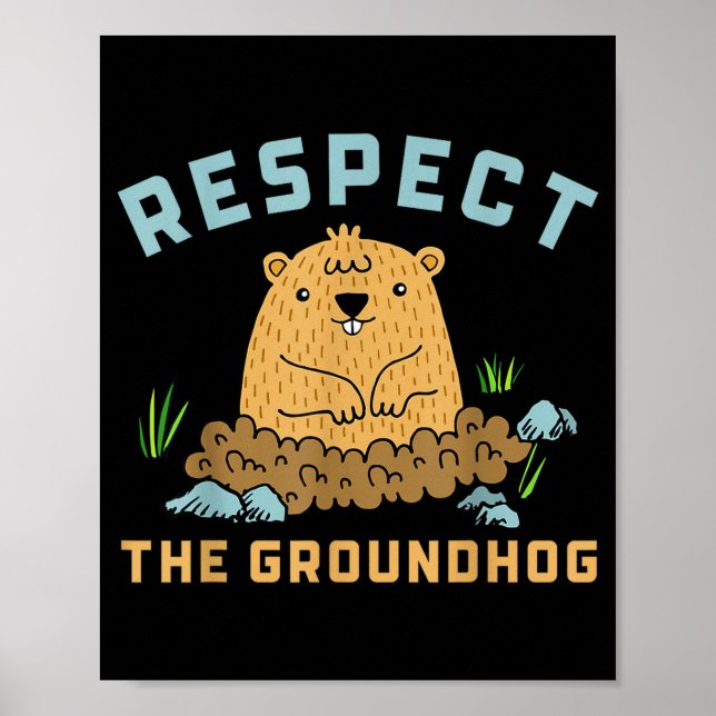 Respektera Murmeldagen Rolig Träbild Bild  Poster (Framsidan)