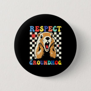 Respektera Murmeldjuret Roligt Trädhög Kids Retro Knapp