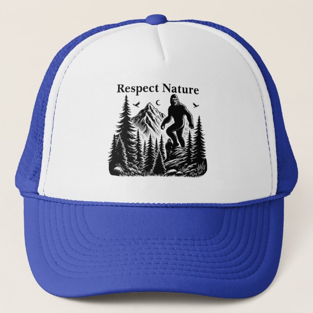 Respektera Naturen Yeti Bigfoot Bläck Konst  Keps (Framsida)