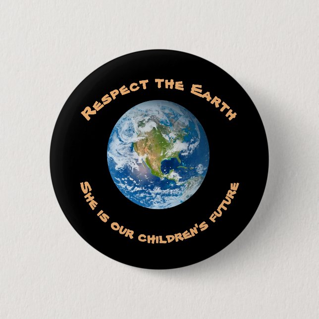 Respektera planeten Earth Childrens Future Button Knapp (Framsida)