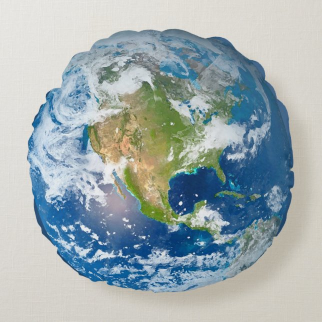 Respektera planeten Jord Rund Pillow Rund Kudde (Framsidan)