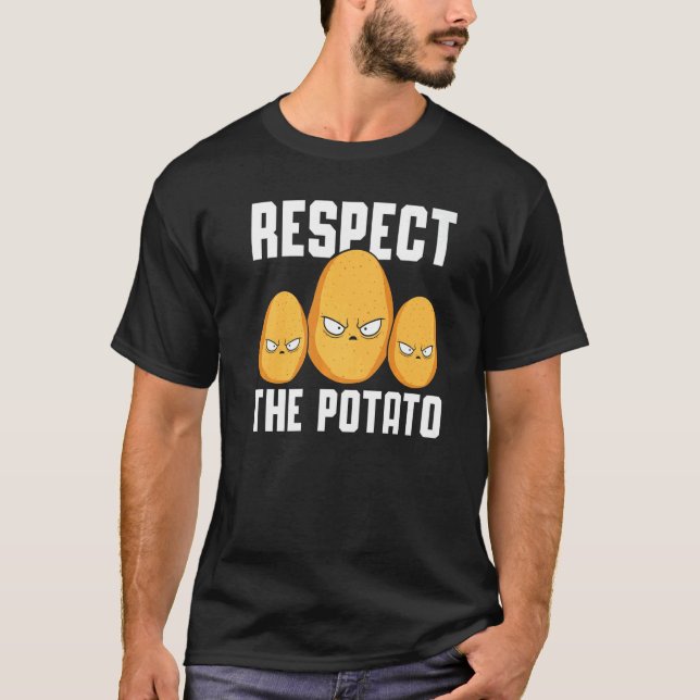 Respektera potatisen Spud Life Vegan-blomman genom T Shirt (Framsida)