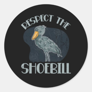 Respektera Shoebill-offerten för en Shoebill Stork Runt Klistermärke