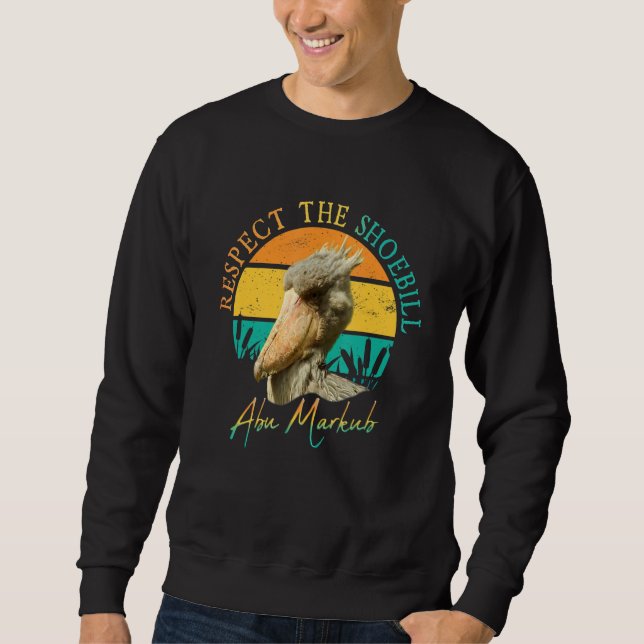 Respektera Shoebill Stork Art Abu Markub African Lång Ärmad Tröja (Framsida)
