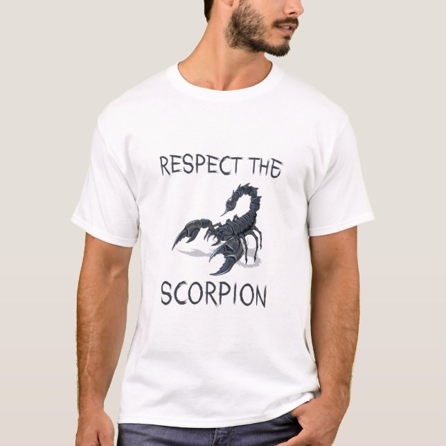Respektera skorpionen t shirt (Framsida)