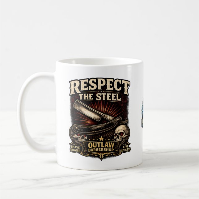 Respektera stålet – Rakhyvelmugg Kaffemugg (Vänster)