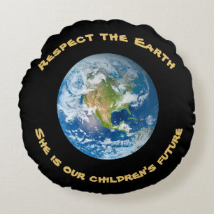 Respektframtid av planetjordrundan kudder rund kudde