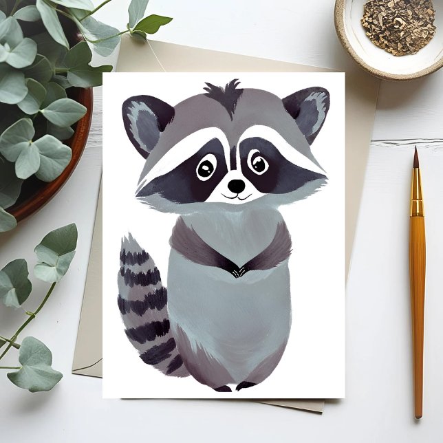 Respektfull Raccoon | Vattenfärg för kute Vykort (Skapare uppladdad)