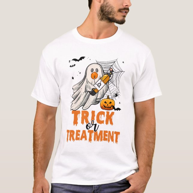 Respirapist Halloween vid ansträngning eller behan T Shirt (Framsida)