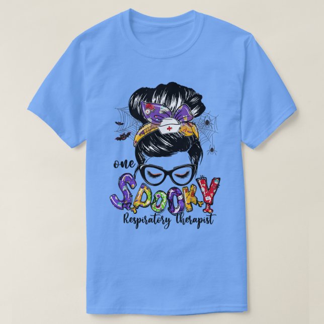 Respirationsbehandling Messy Bun Happy halloween G T Shirt (Design framsida)