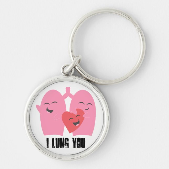 Respiratorisk terapi mig Lung dig! Lungs Keychain Rund Silverfärgad Nyckelring (Framsidan)