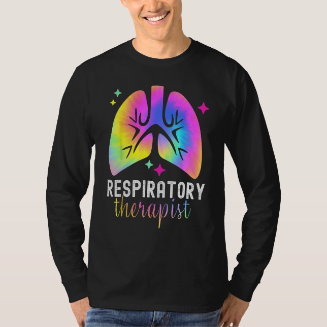 Respiratory Therapy RT Therapist Tie Dye Lungs Cut T Shirt (Framsida)