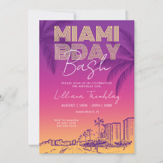 Resplan för Miami Beach födelsedagshelg Inbjudningar