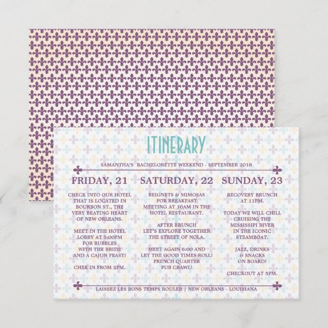 Resplan i New Orleans Inbjudningar (Fram/baksida)
