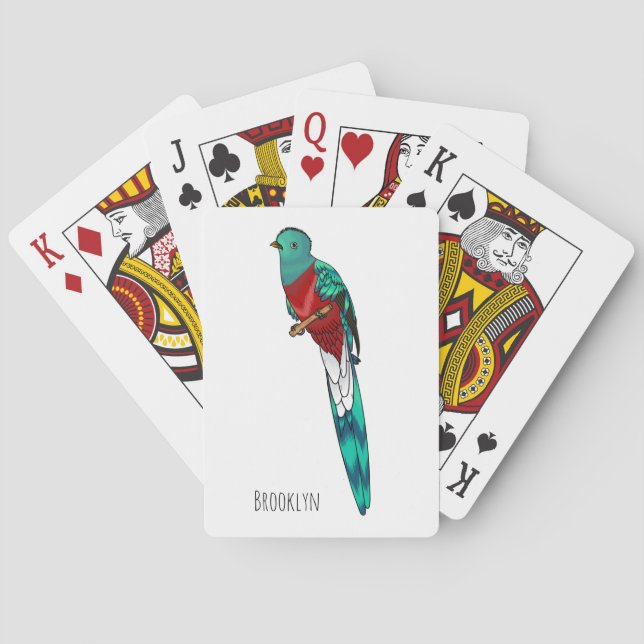 Resplendent quetzal bird cartoon illustration  casinokort (Baksidan)