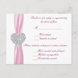 Responskort Diamond Heart Rosa Bröllop OSA Kort