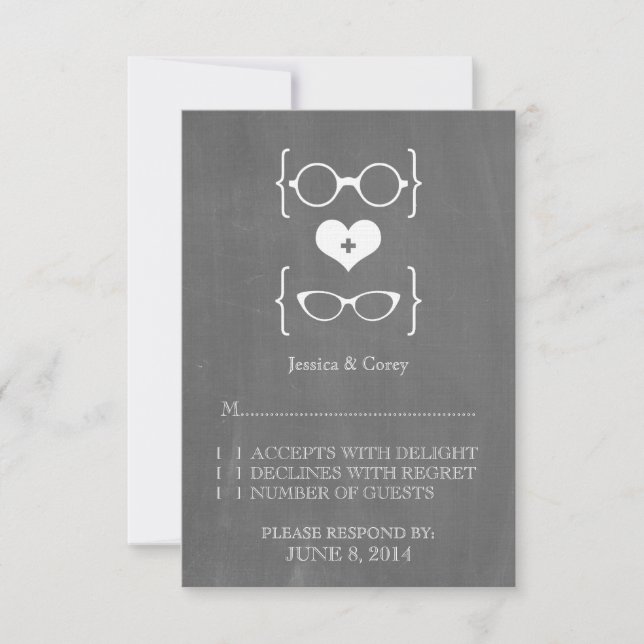 Responskort för Ivory Geeky Glasses Chalkboard OSA Kort (Framsida)