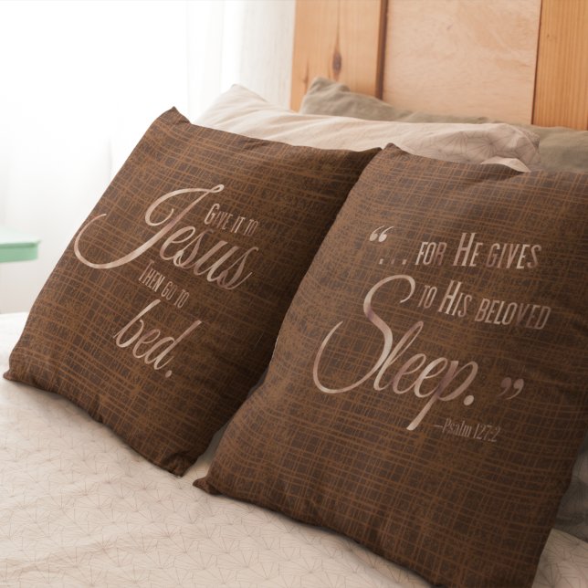 REST I JESUS Faith Quote Two-Sided Brown Kudde (Skapare uppladdad)