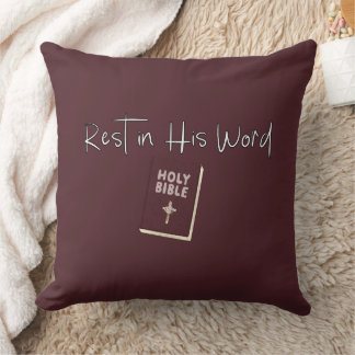 Rest in His Word- Faith-Filled Throw Pillow Kudde