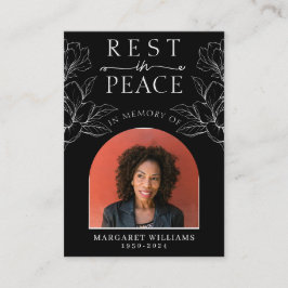 Rest in Peace Black Blommigt Photo Funeral Prayer Tilläggskort
