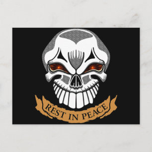 Rest in Peace Skull Biker T shirts Gifts Vykort