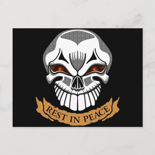 Rest in Peace Skull Biker T shirts Gifts Vykort (Framsida)