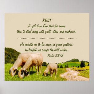 Rest inspirationspsalm 23:2-offert poster
