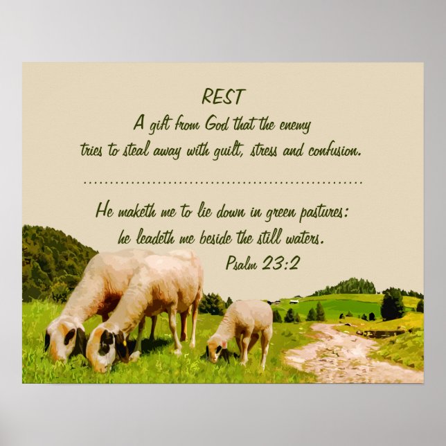 Rest inspirationspsalm 23:2-offert poster (Framsidan)